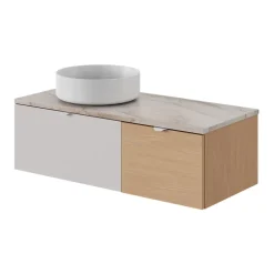 GoodHome Meuble sous vasque 1 tiroir sans poignée l.40 x H.30 x P.45 cm effet chêne Kentia* Meuble Sous-Vasque