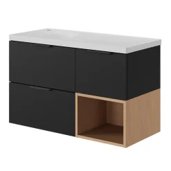 GoodHome Meuble sous vasque 1 tiroir sans poignée l.40 x H.30 x P.45 cm effet chêne Kentia* Meuble Sous-Vasque