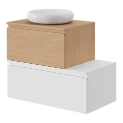 GoodHome Meuble sous vasque 1 tiroir avec poignée intégrée l.80 x H.30 x P.45 cm blanc mat Kentia