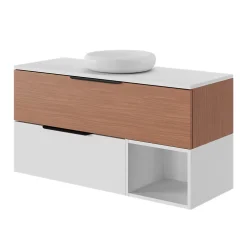 GoodHome Meuble sous vasque 1 tiroir avec poignée intégrée l.80 x H.30 x P.45 cm blanc mat Kentia