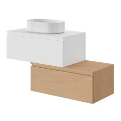 GoodHome Meuble sous vasque 1 tiroir avec poignée intégrée l.80 x H.30 x P.45 cm blanc mat Kentia