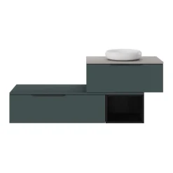 GoodHome Meuble sous vasque 1 tiroir sans poignée l.80 x H.30 x P.45 cm vert forêt Kentia