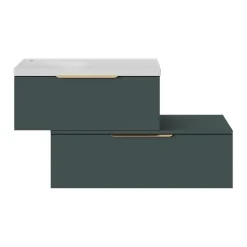 GoodHome Meuble sous vasque 1 tiroir sans poignée l.80 x H.30 x P.45 cm vert forêt Kentia