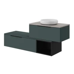 GoodHome Meuble sous vasque 1 tiroir sans poignée l.80 x H.30 x P.45 cm vert forêt Kentia