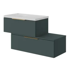 GoodHome Meuble sous vasque 1 tiroir sans poignée l.80 x H.30 x P.45 cm vert forêt Kentia