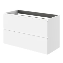 GoodHome Meuble sous vasque 2 tiroirs avec poignées intégrées l.100 x H.60 x P.45 cm blanc mat Kentia