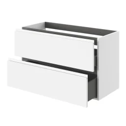 GoodHome Meuble sous vasque 2 tiroirs avec poignées intégrées l.100 x H.60 x P.45 cm blanc mat Kentia