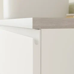 GoodHome Meuble sous vasque 2 tiroirs avec poignées intégrées l.100 x H.60 x P.45 cm blanc mat Kentia