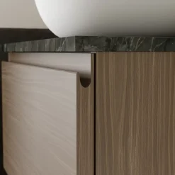 GoodHome Meuble sous vasque 2 tiroirs avec poignées intégrées l.60 x H.60 x P.45 cm effet noyer Kentia* Meuble Sous-Vasque