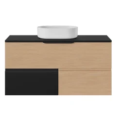 GoodHome Meuble sous vasque 1 tiroir sans poignée l.120 x H.30 x P.45 cm effet chêne Kentia
