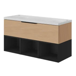 GoodHome Meuble sous vasque 1 tiroir sans poignée l.120 x H.30 x P.45 cm effet chêne Kentia