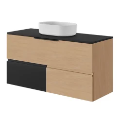 GoodHome Meuble sous vasque 1 tiroir sans poignée l.120 x H.30 x P.45 cm effet chêne Kentia