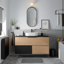 GoodHome Meuble sous vasque 1 tiroir sans poignée l.120 x H.30 x P.45 cm effet chêne Kentia