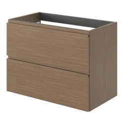 GoodHome Meuble sous vasque 2 tiroirs avec poignées intégrées l.80 x H.60 x P.45 cm effet noyer Kentia