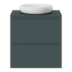 GoodHome Meuble sous vasque 2 tiroirs avec poignées intégrées l.60 x H.60 x P.45 cm vert forêt Kentia
