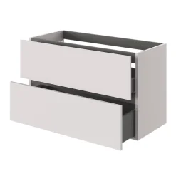 GoodHome Meuble sous vasque 2 tiroirs sans poignées l.100 x H.60 x P.45 cm beige cachemire Kentia