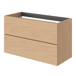 GoodHome Meuble sous vasque 2 tiroirs sans poignées l.100 x H.60 x P.45 cm effet chêne Kentia* Meuble Sous-Vasque