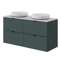 GoodHome Meuble sous vasque 2 tiroirs sans poignées l.60 x H.60 x P.45 cm vert forêt Kentia