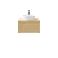 GoodHome Meuble sous vasque 1 tiroir à suspendre Avela placage chêne 60 cm* Meuble Buanderie