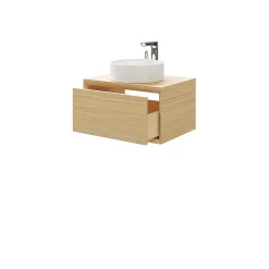 GoodHome Meuble sous vasque 1 tiroir à suspendre Avela placage chêne 60 cm* Meuble Buanderie