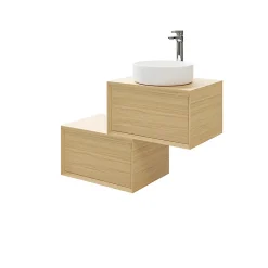 GoodHome Meuble sous vasque 1 tiroir à suspendre Avela placage chêne 60 cm* Meuble Buanderie