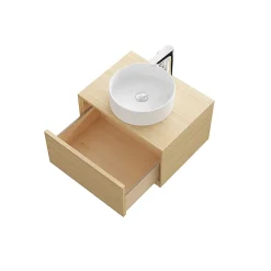 GoodHome Meuble sous vasque 1 tiroir à suspendre Avela placage chêne 60 cm* Meuble Buanderie