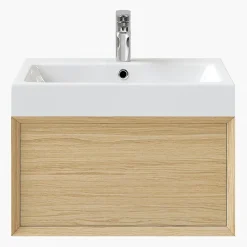 GoodHome Meuble sous vasque 1 tiroir à suspendre Avela placage chêne 60 cm* Meuble Buanderie