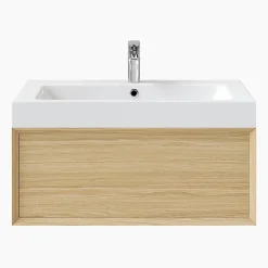 GoodHome Meuble sous vasque 1 tiroir à suspendre Avela placage chêne 80 cm* Meuble Buanderie