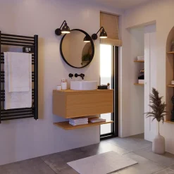 GoodHome Meuble sous vasque 1 tiroir à suspendre Avela placage chêne 80 cm* Meuble Buanderie
