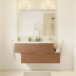 GoodHome Meuble sous vasque 1 tiroir sans poignée l.120 x H.30 x P.45 cm effet noyer Kentia* Meuble Sous-Vasque