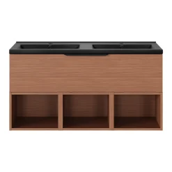GoodHome Meuble sous vasque 1 tiroir sans poignée l.120 x H.30 x P.45 cm effet noyer Kentia* Meuble Sous-Vasque