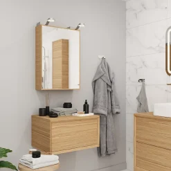 GoodHome Meuble sous vasque 1 tiroir Avela 80 cm à suspendre + plan de toilette 80 cm* Meuble Buanderie|Meuble Vasque
