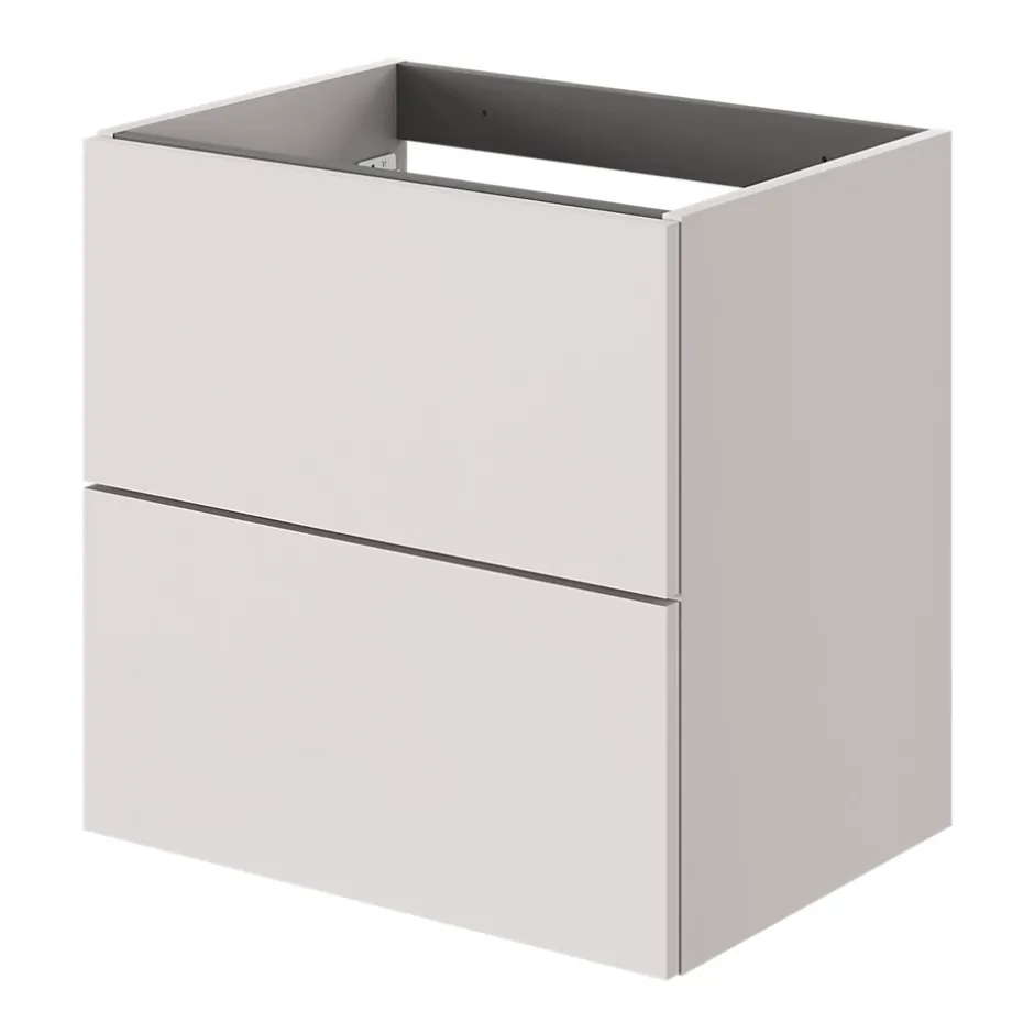 GoodHome Meuble sous vasque 2 tiroirs sans poignées l.60 x H.60 x P.45 cm beige cachemire Kentia* Meuble Sous-Vasque