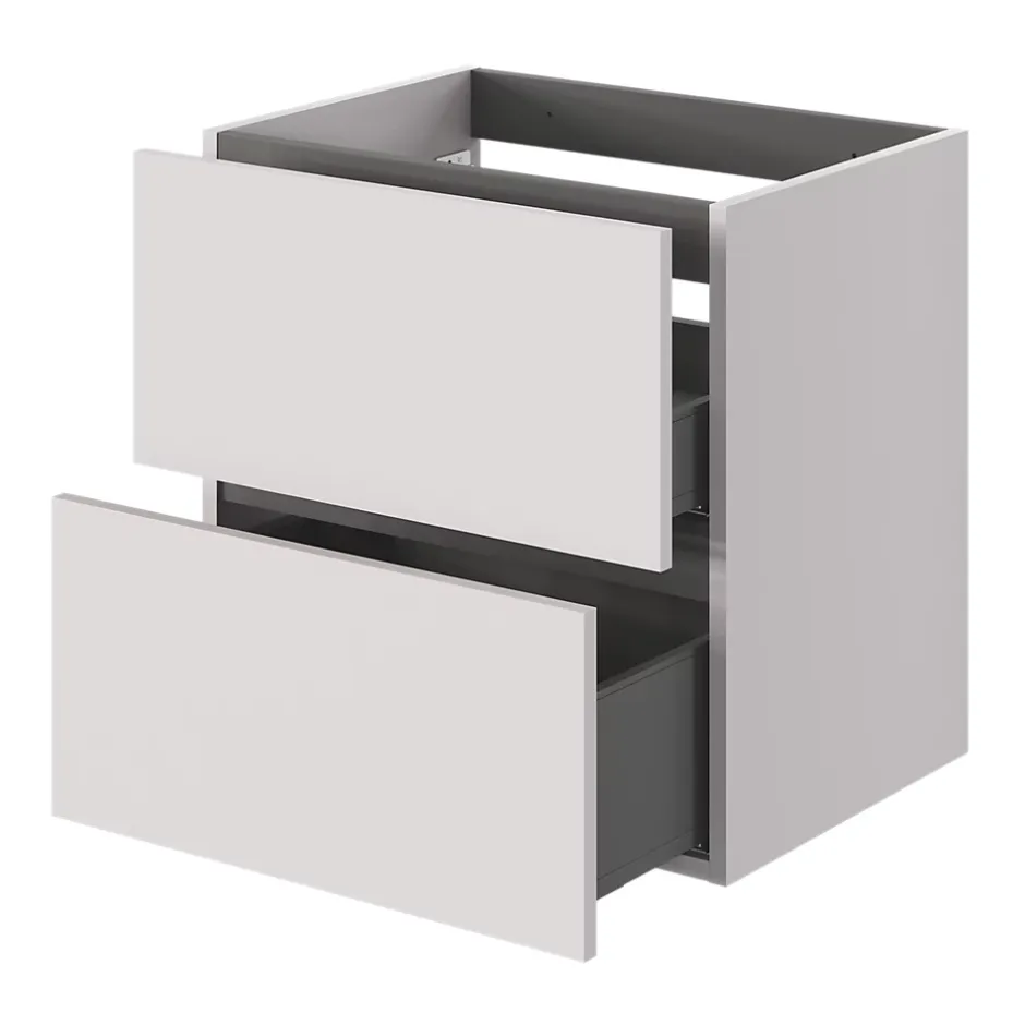 GoodHome Meuble sous vasque 2 tiroirs sans poignées l.60 x H.60 x P.45 cm beige cachemire Kentia* Meuble Sous-Vasque