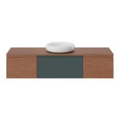 GoodHome Meuble sous vasque 1 tiroir avec poignée intégrée l.40 x H.30 x P.45 cm effet noyer Kentia