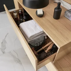 GoodHome Meuble sous vasque 1 tiroir Avela 100 cm à suspendre + plan de toilette 100 cm* Meuble Buanderie