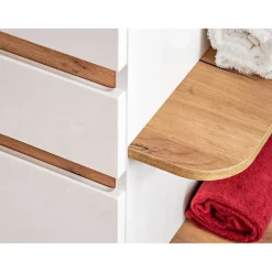Meublorama Meuble sous vasque ASKA 94 cm blanc brillant Modèle suspendu avec tiroirs* Meuble Sous-Vasque