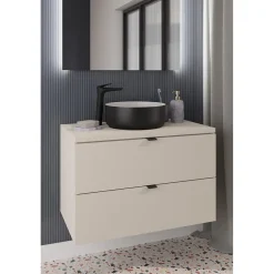 Meublorama Meuble sous vasque BELLA 80 cm Coloris marron congo Finition mate et design suspendu