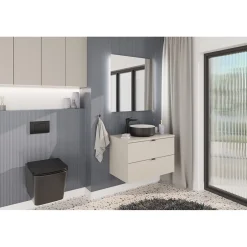 Meublorama Meuble sous vasque BELLA 80 cm Coloris marron congo Finition mate et design suspendu