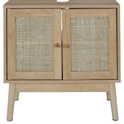 The Home Deco Factory Meuble sous vasque cannage et bois Bali