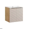 Otitec Meuble sous vasque de 60 cm - avec vasque à encastrer - 2 portes - SEA BEIGE