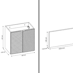 Otitec Meuble sous vasque de 60 cm - avec plan - 2 portes - DANO