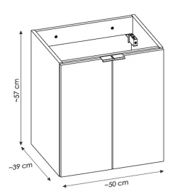 Otitec Meuble sous vasque de 50 cm - avec vasque à poser - avec plan - Oak/Blanc - 2 tiroirs - VOLTA OAK* Meuble Sous Lavabo