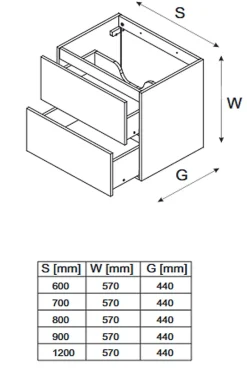 Otitec Meuble sous vasque de 70 cm - avec plan - avec vasque à poser - 2 tiroirs - SEA BLACK* Meuble Sous Lavabo