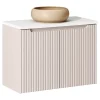 Otitec Meuble sous vasque de 80 cm - avec vasque à poser - avec plan - Cachemire Mat/Blanc - 2 portes - VOLTA CASHMERE* Meuble Sous Lavabo