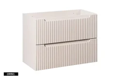 Otitec Meuble sous vasque de 80 cm - avec vasque à poser - avec plan - Cachemire Mat/Blanc - 2 portes - VOLTA CASHMERE* Meuble Sous Lavabo