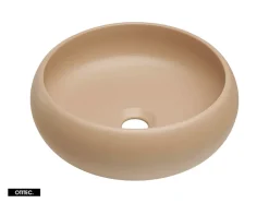 Otitec Meuble sous vasque de 80 cm - avec vasque à poser - avec plan - Cachemire Mat/Blanc - 2 portes - VOLTA CASHMERE* Meuble Sous Lavabo
