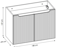 Otitec Meuble sous vasque de 80 cm - avec vasque à poser - avec plan - Cachemire Mat/Blanc - 2 portes - VOLTA CASHMERE* Meuble Sous Lavabo