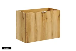 Otitec Meuble sous vasque de 80 cm - avec vasque à poser - avec plan - Noir/Oak - 2 portes - VOLTA OAK