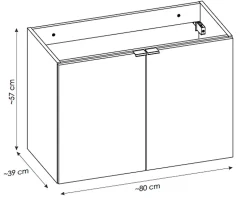 Otitec Meuble sous vasque de 80 cm - avec vasque à poser - avec plan - Noir/Oak - 2 portes - VOLTA OAK